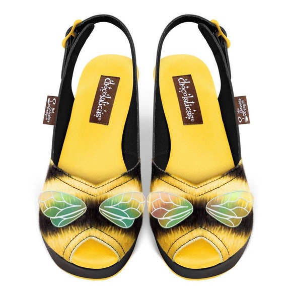 Chocolaticas Queen Bee Women's Mary Jane Slingback Wedge Sandal - Picture 2 of 7